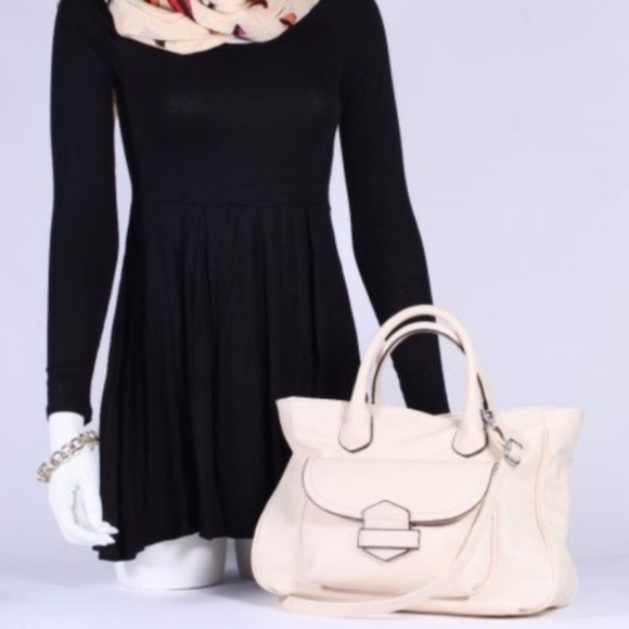 Off White Tuck & Loop Tote Purse Shoulder Bag - Picture 2 of 4